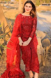 Maria-B - Winter 3Pcs Organza Embroidered Suit - SB0105